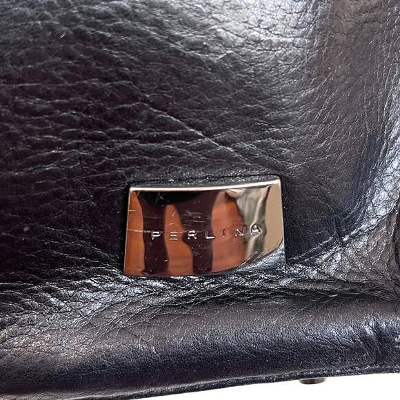 Perlina New York Black Soft Leather Hobo Shoulder Bag Purse Handbag - Picture 7 of 8